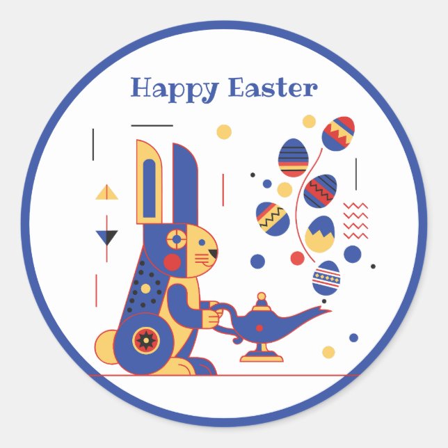 Adesivo Redondo Happy Easter Cute Personalized (Frente)