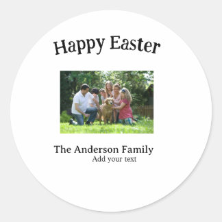 Adesivo Redondo Happy Easter family photo name text reunion simple