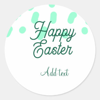 Adesivo Redondo Happy Easter green eggs pastel name date simple