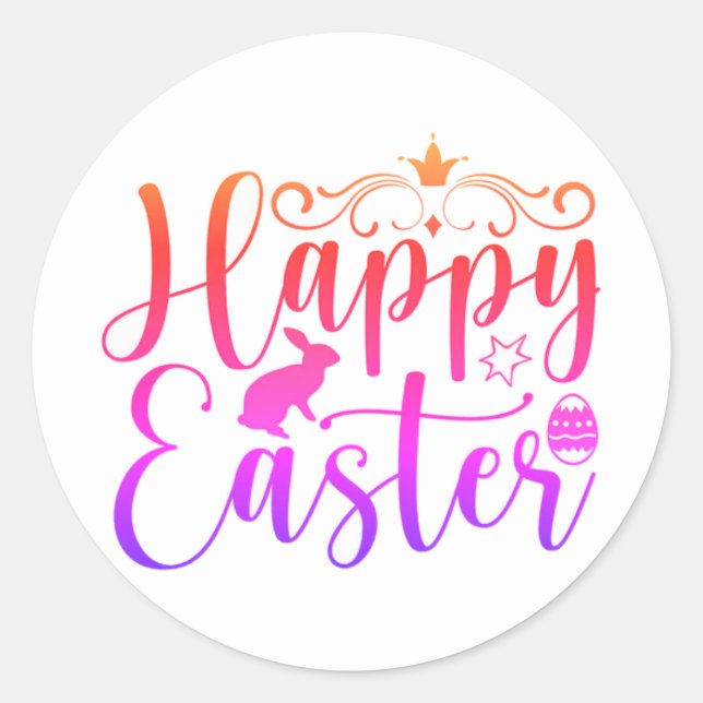 Adesivo Redondo Happy Easter stickers or seals (Frente)