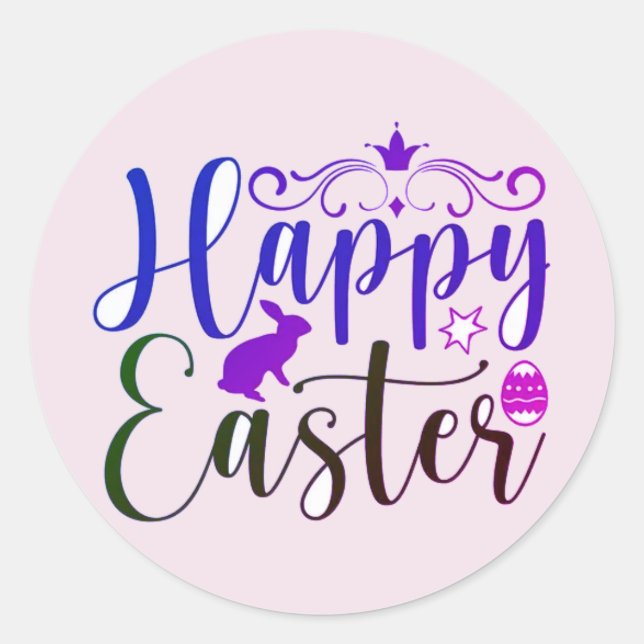 Adesivo Redondo Happy Easter stickers or seals (Frente)