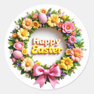 Adesivo Redondo Happy Easter Wreath Sheet of