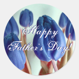 Adesivo Redondo Happy Father's Day Blue Tulips