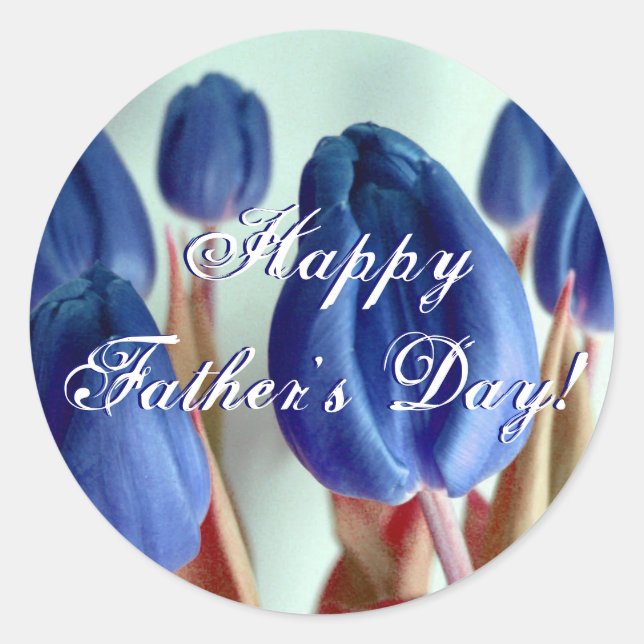 Adesivo Redondo Happy Father's Day Blue Tulips (Frente)