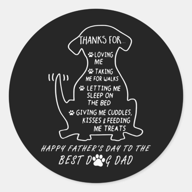 Adesivo Redondo Happy Father's Day Dog Dad  (Frente)