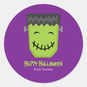 Adesivo Redondo Happy Frankenstein Kids Halloween