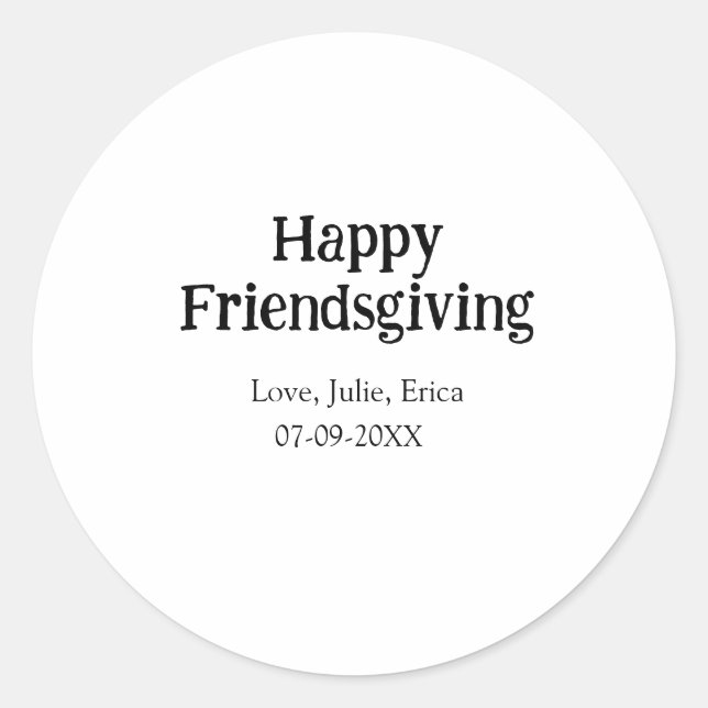 Adesivo Redondo Happy friendsgiving add name with love date simple (Frente)