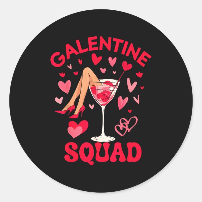 Adesivo Redondo Happy Galentines Squad Valentine's Girls Day Febru (Frente)