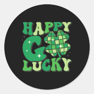 Adesivo Redondo Happy Go Lucky Shamrock Homens Dias de São Patríci