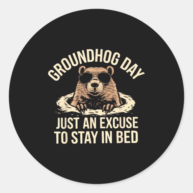 Adesivo Redondo Happy Groundhog Day Woodchuck Animal Groundhog Lov (Frente)