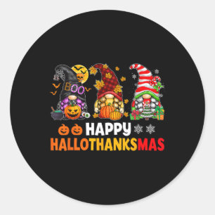 Adesivo Redondo Happy Hallothanksmas Gnomos Lover Feliz das Bruxas
