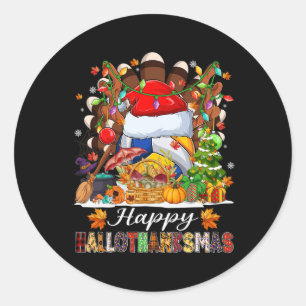 Adesivo Redondo Happy Hallothanksmas Voleibol Halloween Thanksgi