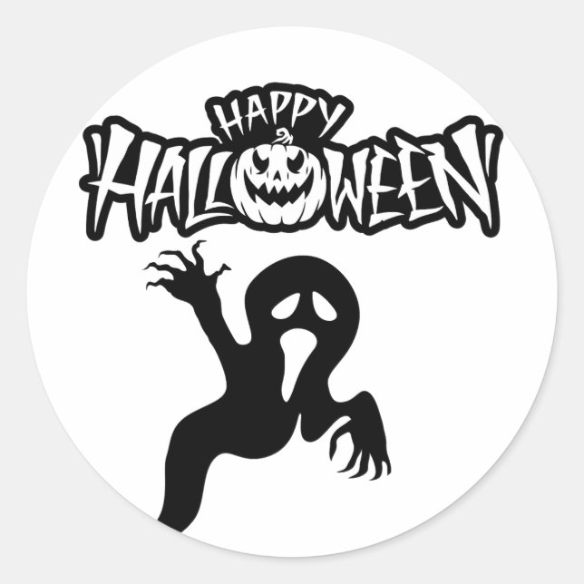 Adesivo Redondo Happy Halloween Autocollant (Frente)
