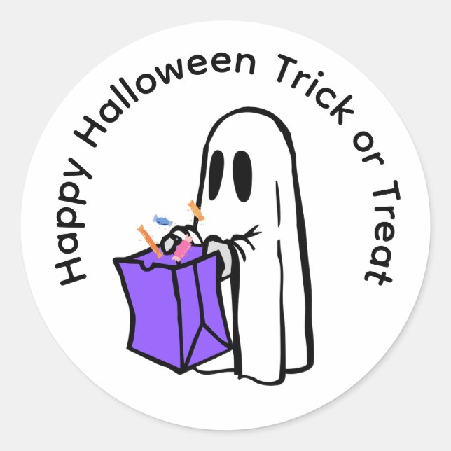Adesivo Redondo happy halloween trick or treat candy (Frente)