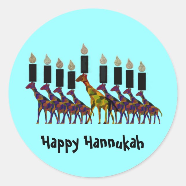 Adesivo Redondo Happy Hannukah Stickers (Frente)