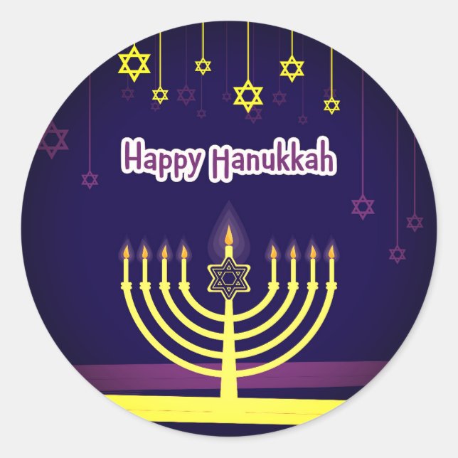 Adesivo Redondo Happy Hanukkah (Frente)