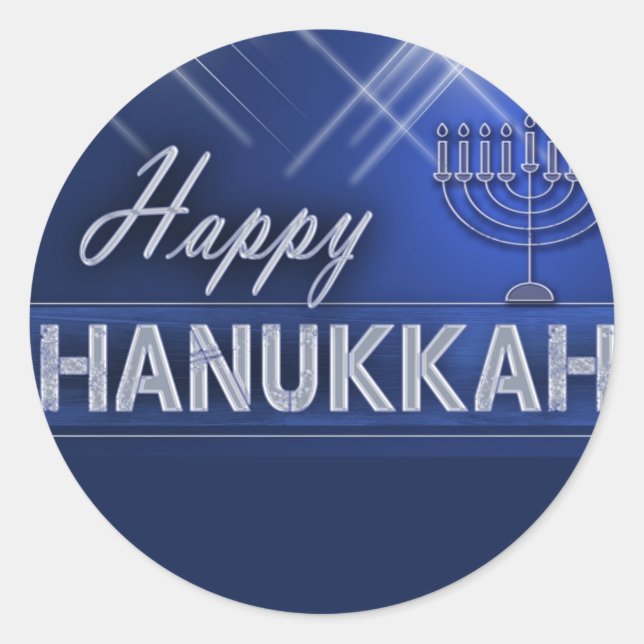 Adesivo Redondo Happy Hanukkah (Frente)