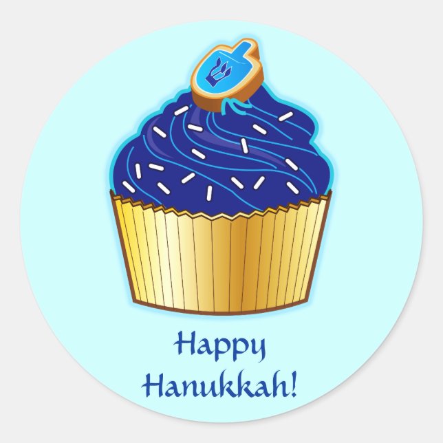 Adesivo Redondo Happy Hanukkah: Cupcake com Cookie (Frente)