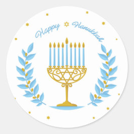 Adesivo Redondo Happy Hanukkah Sticker