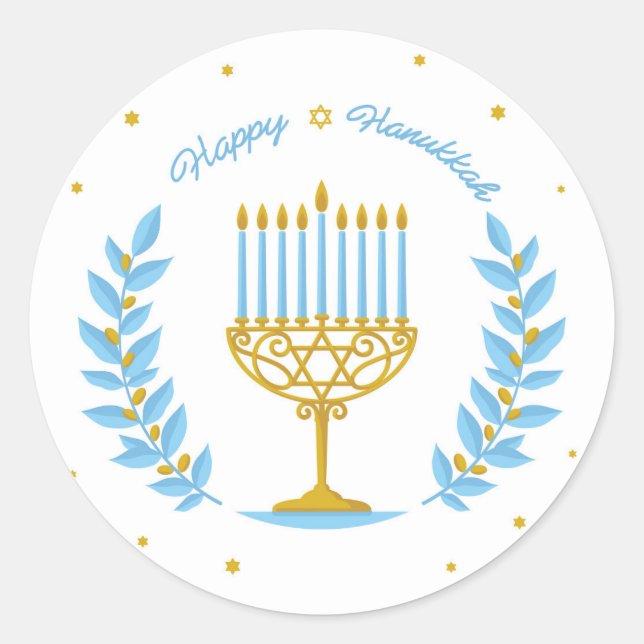 Adesivo Redondo Happy Hanukkah Sticker (Frente)