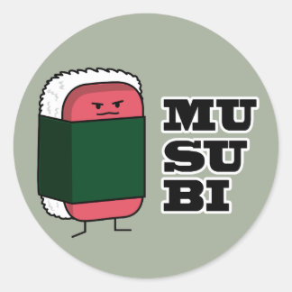 Adesivo Redondo Happy Hawaiian Musubi Sushi Nori algas