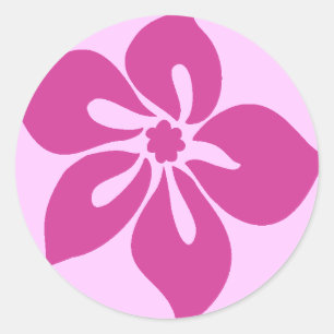 Adesivo Redondo Happy Hibiscus" Sticker em Fuchsia