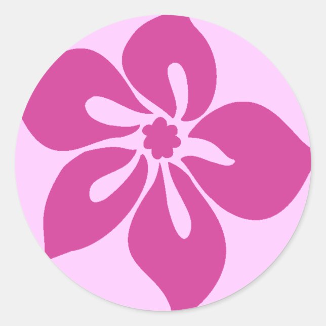 Adesivo Redondo Happy Hibiscus" Sticker em Fuchsia (Frente)