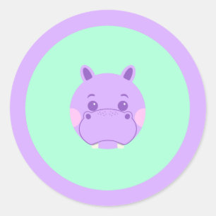 Adesivo Redondo Happy Hippo