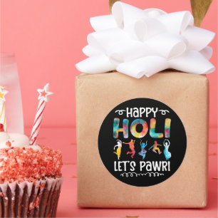 Adesivo Redondo Happy Holi Vamos Pawri Hindu Holi Festival Gifts