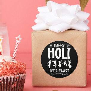 Adesivo Redondo Happy Holi Vamos Pawri Hindu Holi Festival Gifts