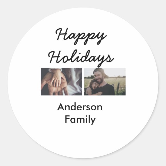 Adesivo Redondo Happy holidays father son Christmas photo family n (Frente)