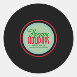 Adesivo Redondo Happy Holidays Retro Tunes Gift & Envelope