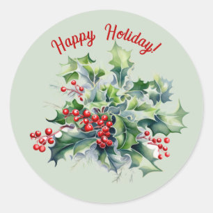 Adesivo Redondo Happy Holly Holiday Sticker