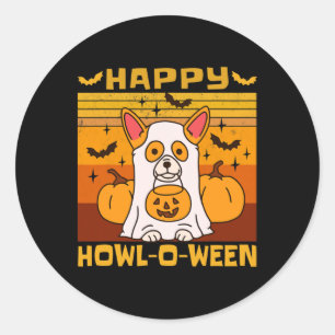 Adesivo Redondo Happy Howl-o-entre Corgi Halloween Costume
