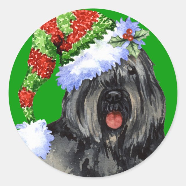 Adesivo Redondo Happy Howliday Bouvier (Frente)