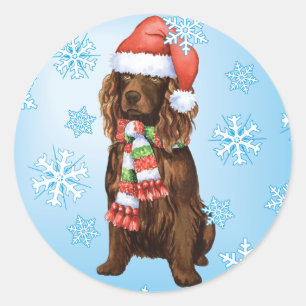 Adesivo Redondo Happy Howliday Boykin Spaniel