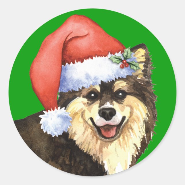 Adesivo Redondo Happy Howliday Lapphund Finlandês (Frente)