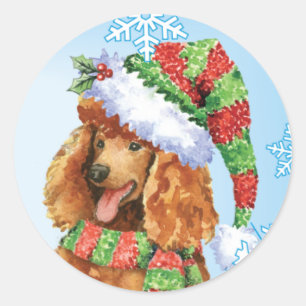 Adesivo Redondo Happy Howlidays Poodle