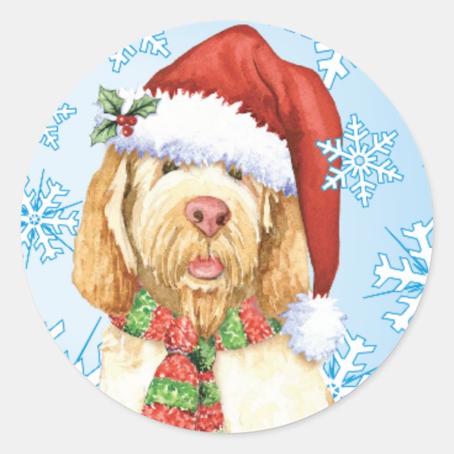Adesivo Redondo Happy Howlidays Spinone Italiano (Frente)