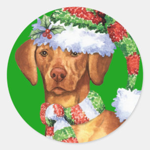 Adesivo Redondo Happy Howlidays Vizsla