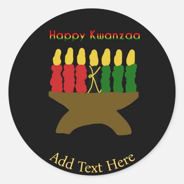 Adesivo Redondo Happy Kwanzaa Kinara (Frente)