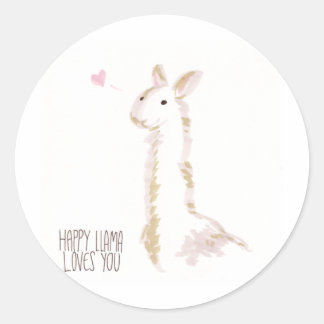 Adesivo Redondo Happy Llama ama você