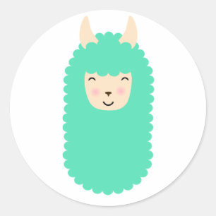 Adesivo Redondo Happy Llama Emoji Stickers