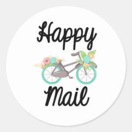 Adesivo Redondo Happy Mail Sticker - bicicleta floral!