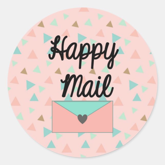 Adesivo Redondo Happy Mail Sticker - design contemporâneo! (Frente)