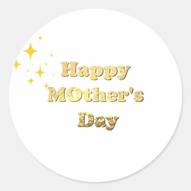 Adesivo Redondo Happy mothers day. Gold simple script calligraphy  (Frente)