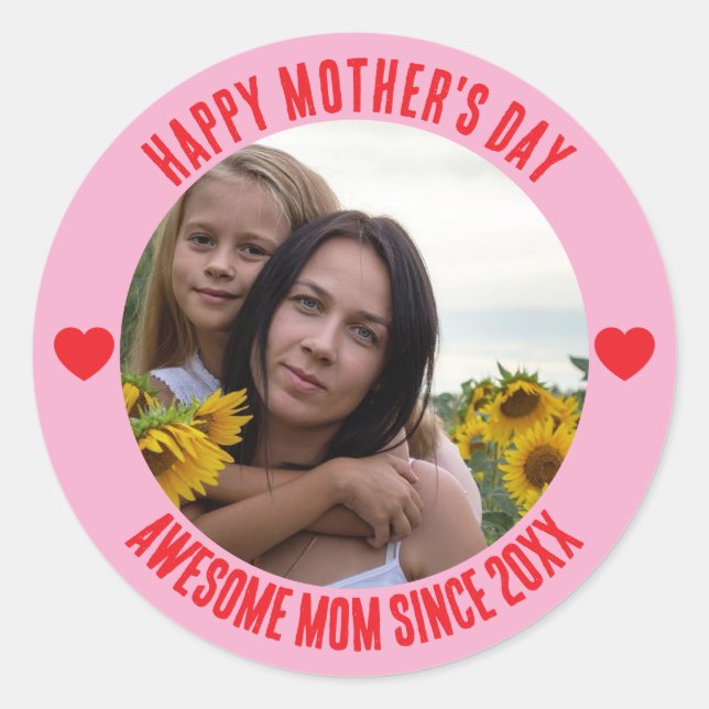 Adesivo Redondo Happy mother's day I love you mom (Frente)