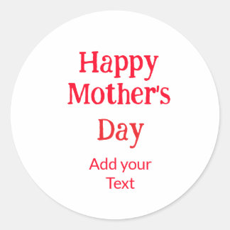 Adesivo Redondo Happy mother's day red add text simple minimal mom