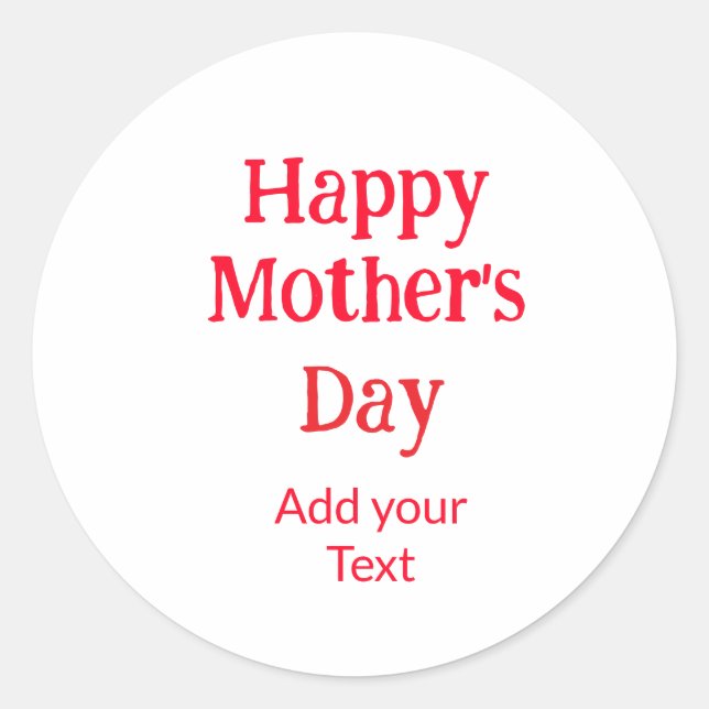 Adesivo Redondo Happy mother's day red add text simple minimal mom (Frente)