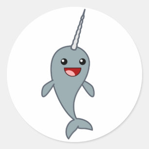 Adesivo Redondo Happy Narwhal